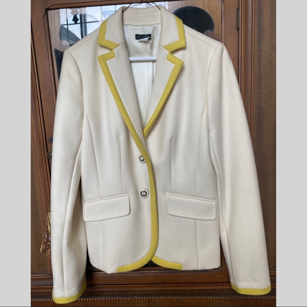 J. Crew Cream Blazer with Yellow Trim